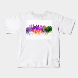 Colombo skyline in watercolor background Kids T-Shirt